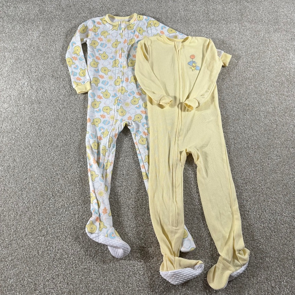Disney Baby Winnie the Pooh Footed Pajamas Sleeper Set 2 Pack Yellow 24M
